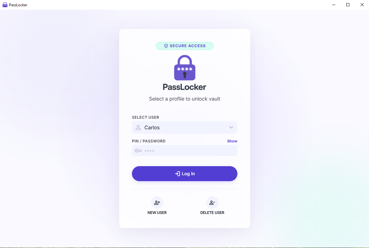 PassLocker UI Screenshot
